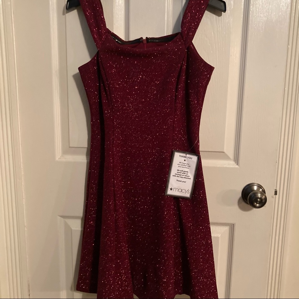 Red glitter sparkle party mini dress